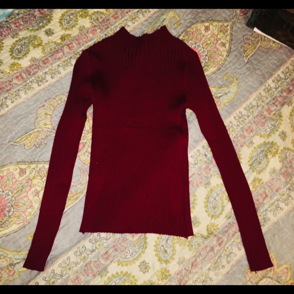 Sweaters Wine Red Turtleneck Ribbed Tight Sweatersmall Poshmark